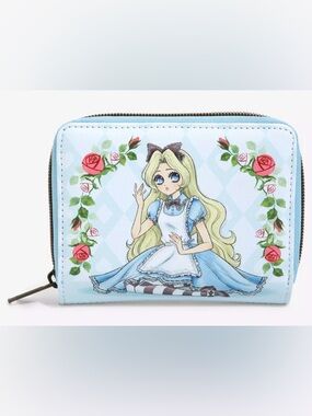 NWT Loungefly Disney Alice In Wonderland Roses Mini Zipper Wallet Anime RARE